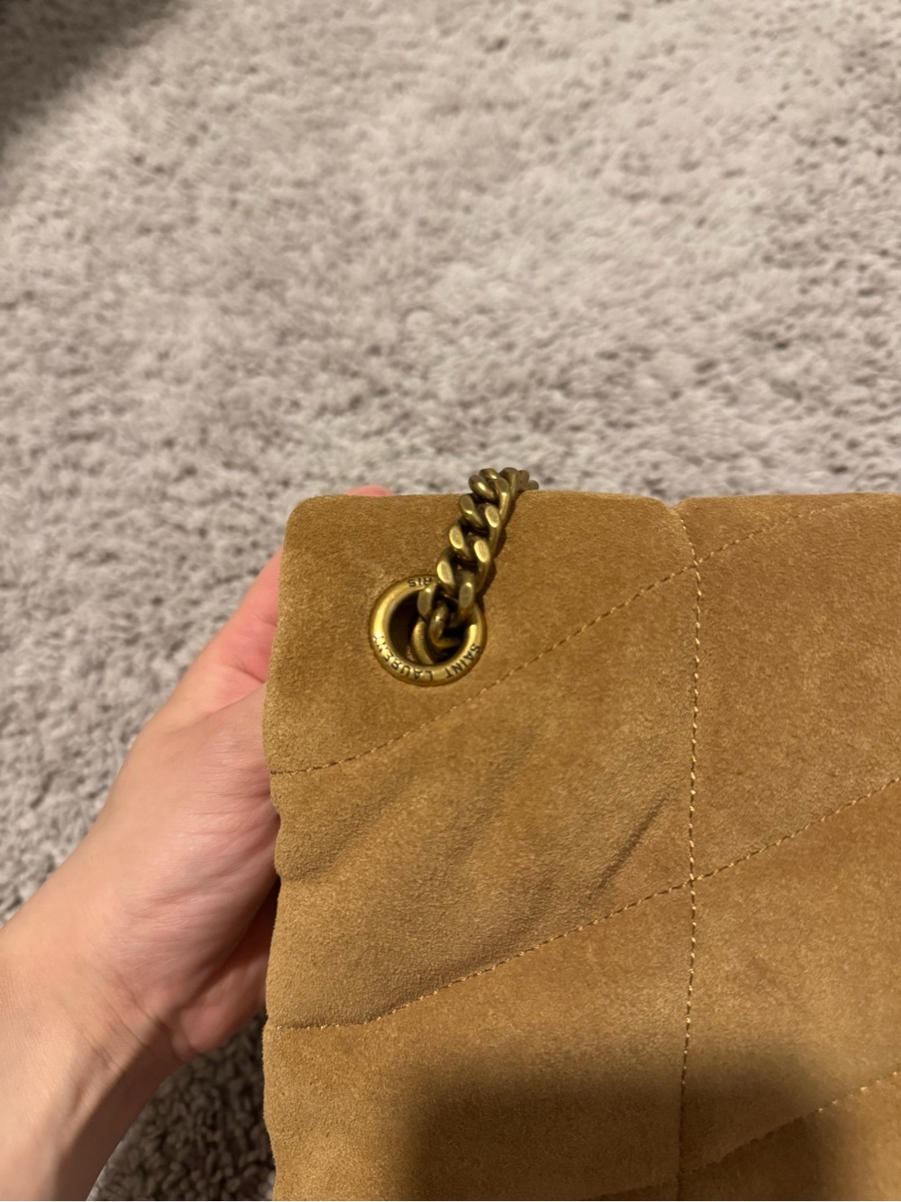 Saint Laurent Medium Lou Puffer Suede Shoulder Bag - Picture 9 of 15